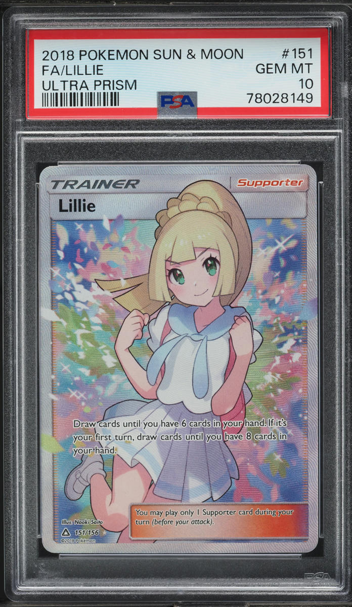 2018 POKEMON SUN & MOON ULTRA PRISM FULL ART LILLIE #151 PSA 10 GEM MINT