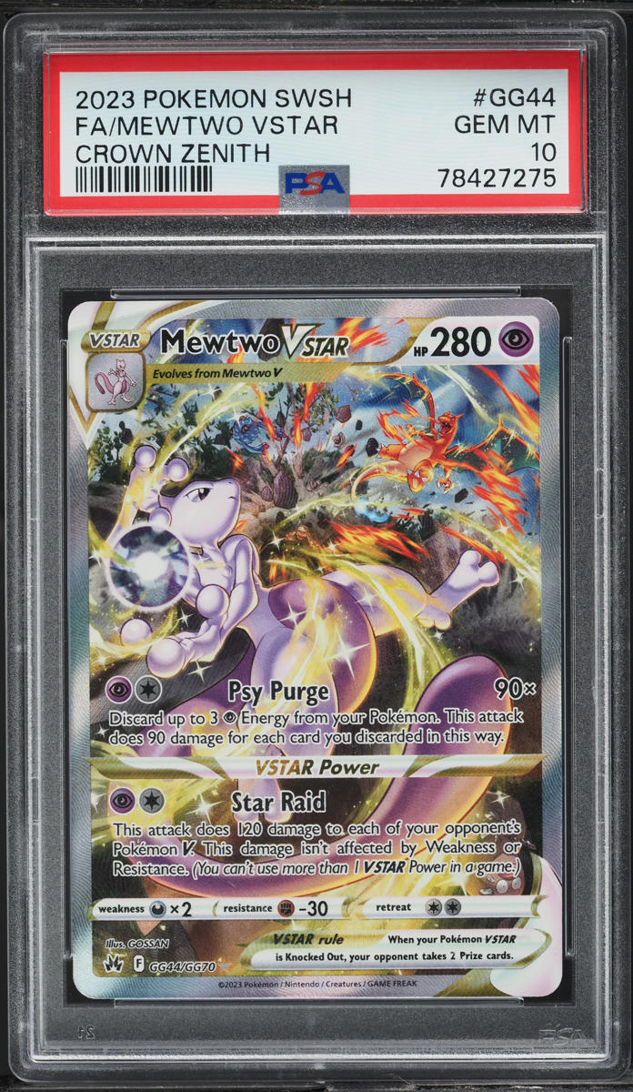 2023 POKEMON SWSH CROWN ZENITH FULL ART MEWTWO VSTAR #GG44 PSA 10 GEM MINT