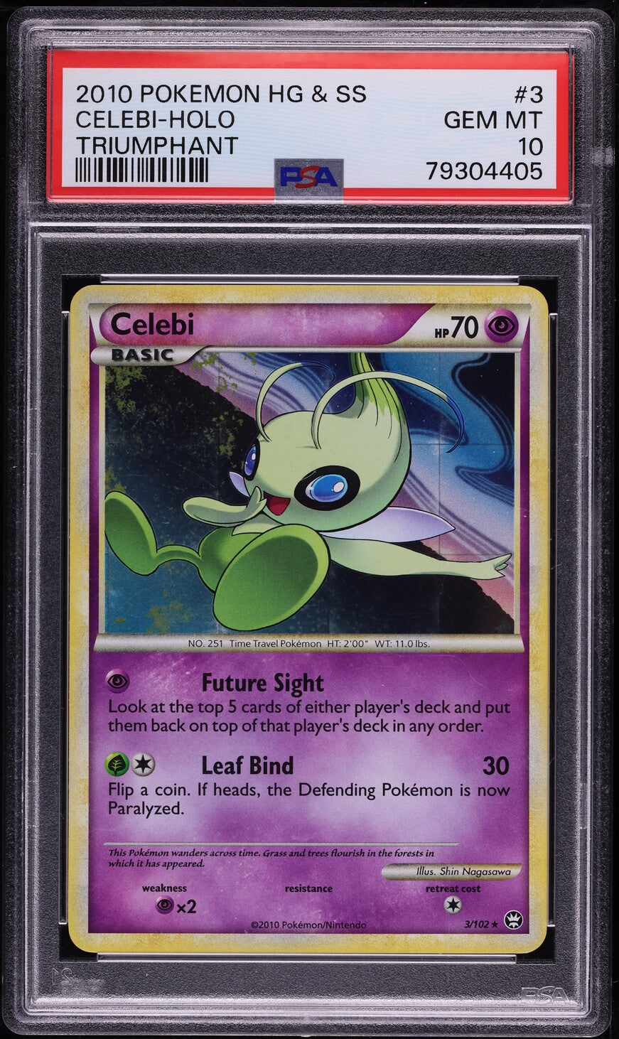 2010 POKEMON HEARTGOLD & SOULSILVER TRIUMPHANT HOLO CELEBI #3 PSA 10 GEM MINT