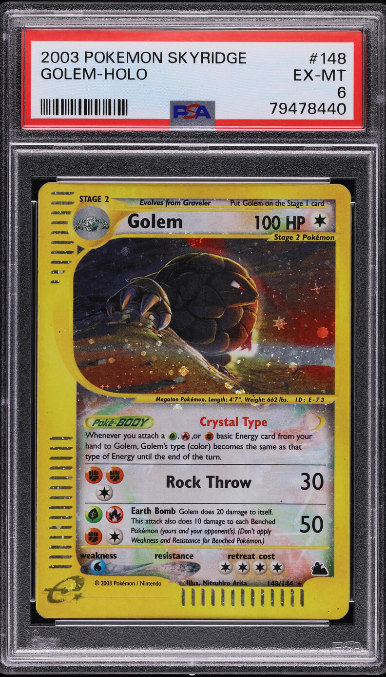 2003 POKEMON SKYRIDGE HOLO CRYSTAL GOLEM #148 PSA 6 EXMT