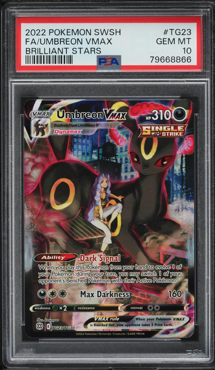 2022 POKEMON SWORD & SHIELD BRILLIANT STARS UMBREON VMAX #TG23 PSA 10 GEM MINT