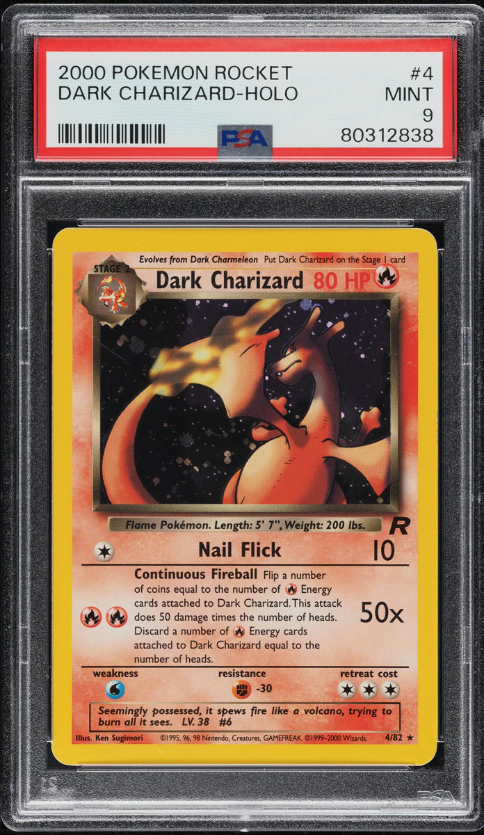 2000 POKEMON TEAM ROCKET HOLO DARK CHARIZARD #4 PSA 9 MINT