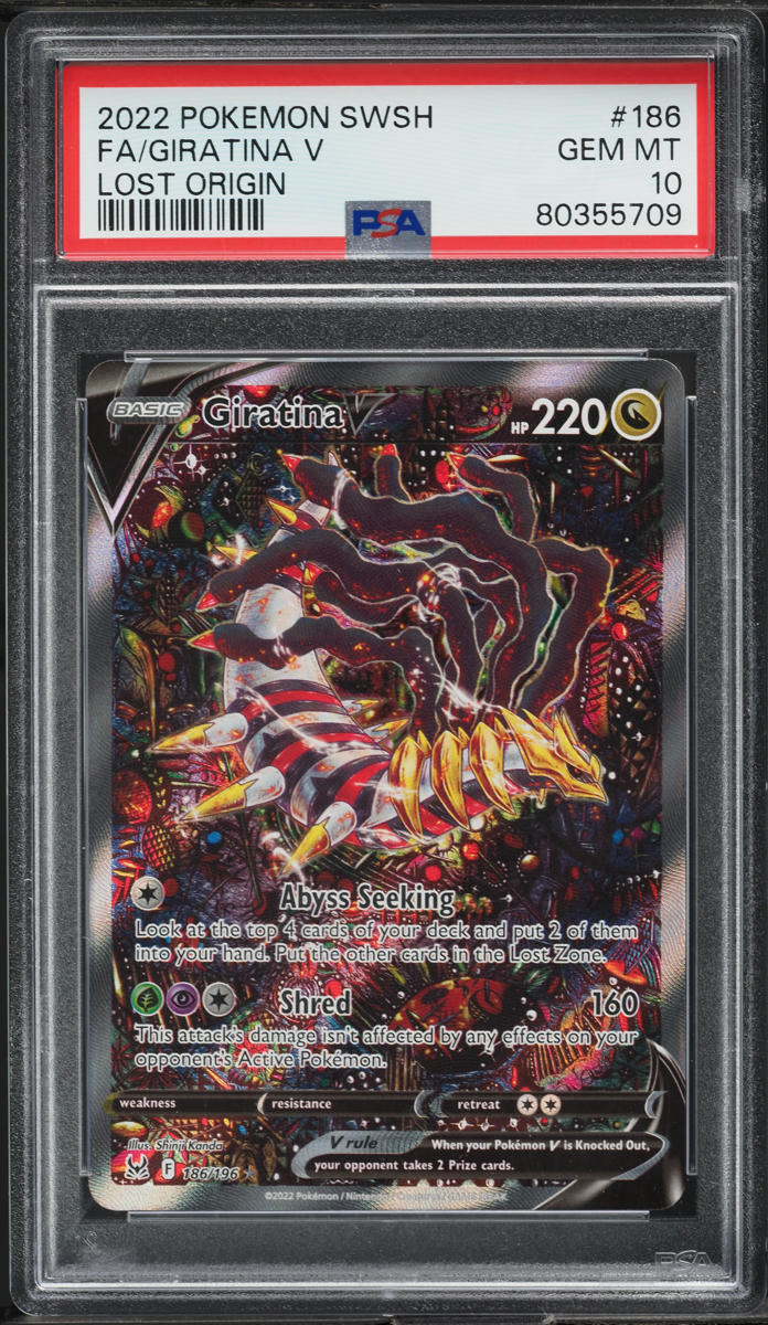 2022 POKEMON SWORD & SHIELD LOST ORIGIN FULL ART GIRATINA V #186 PSA 10 GEM MINT