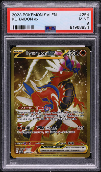 2023 POKEMON SCARLET & VIOLET SV1EN HYPER RARE KORAIDON EX #254 PSA 9