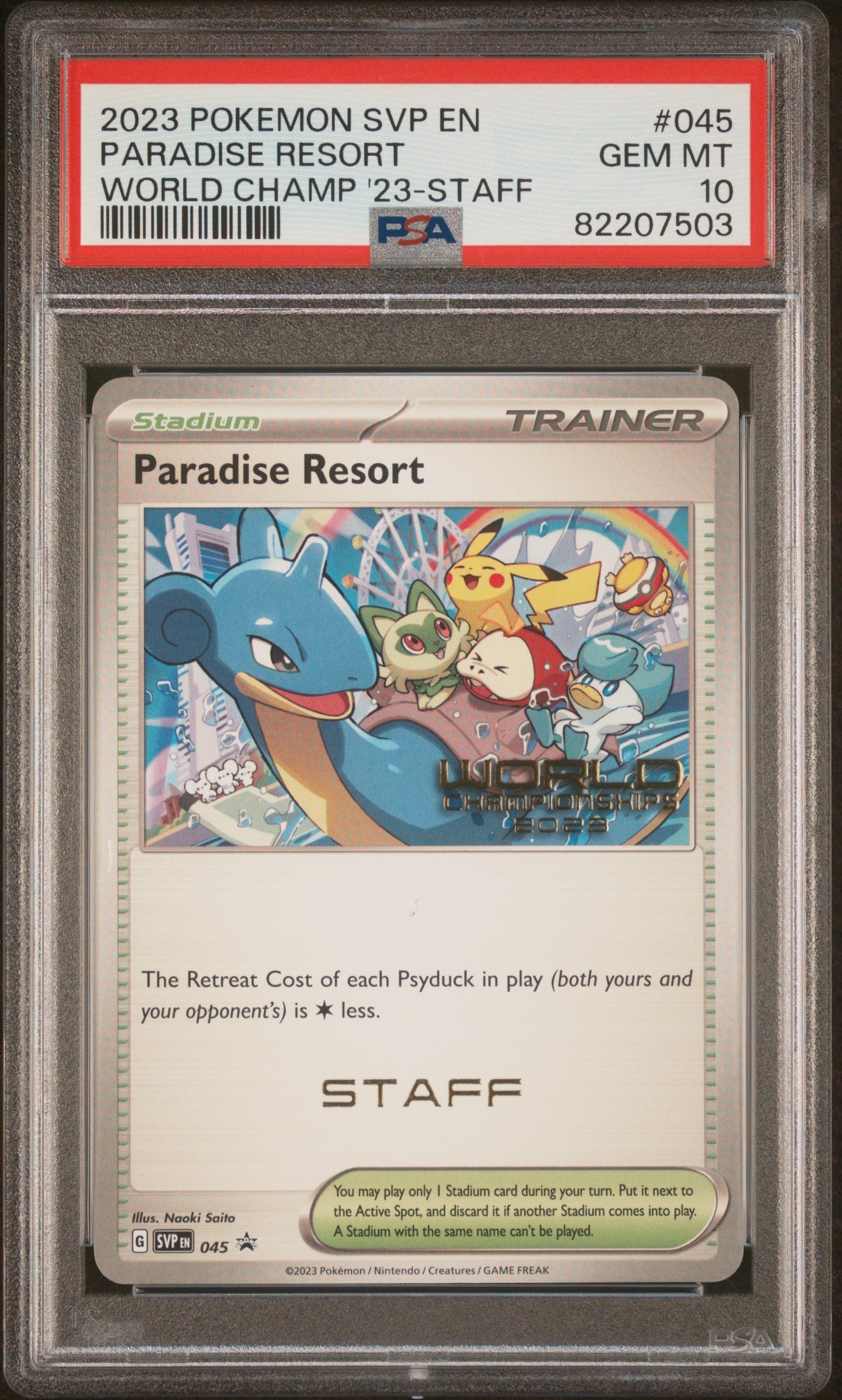 2023 POKEMON WORLD CHAMPIONSHIPS PROMO STAFF PARADISE RESORT #SV45 PSA 10