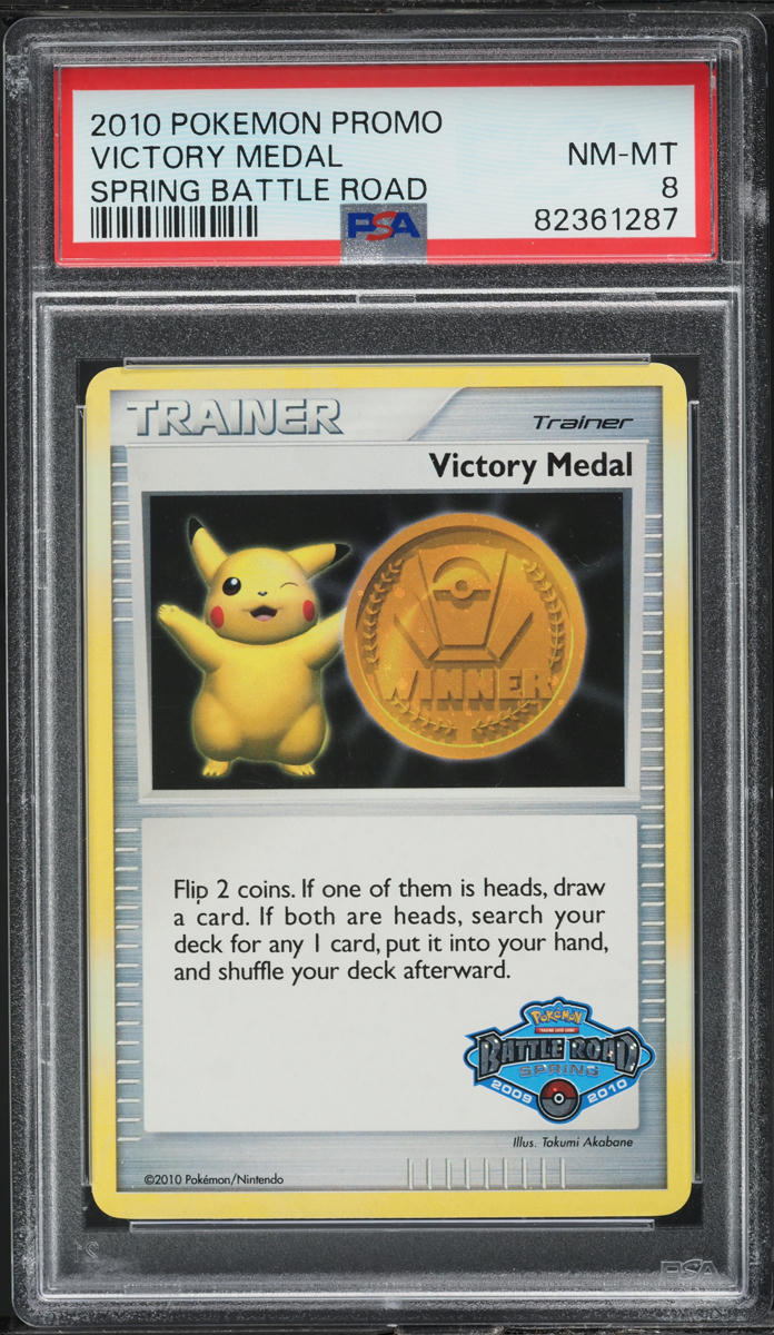 2010 POKEMON PROMO SPRING BATTLE ROAD VICTORY MEDAL PSA 8 NM-MT