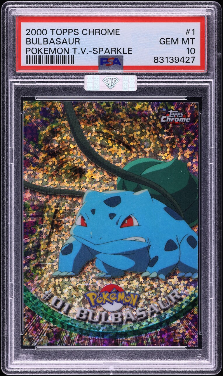 2000 TOPPS CHROME POKEMON SERIES 1 SPARKLE BULBASAUR #1 PSA 10 GEM MIN ...
