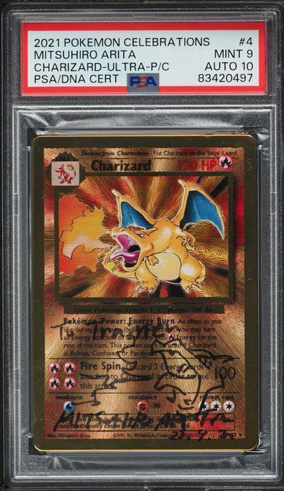 2021 POKEMON CELEBRATIONS ULTRA PREMIUM COLLECTION CHARIZARD #4 ARITA AUTO 10 PSA 9