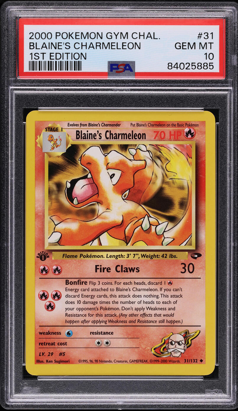 2000 POKEMON GYM CHALLENGE 1ST EDITION BLAINE'S CHARMELEON #31 PSA 10 GEM MINT