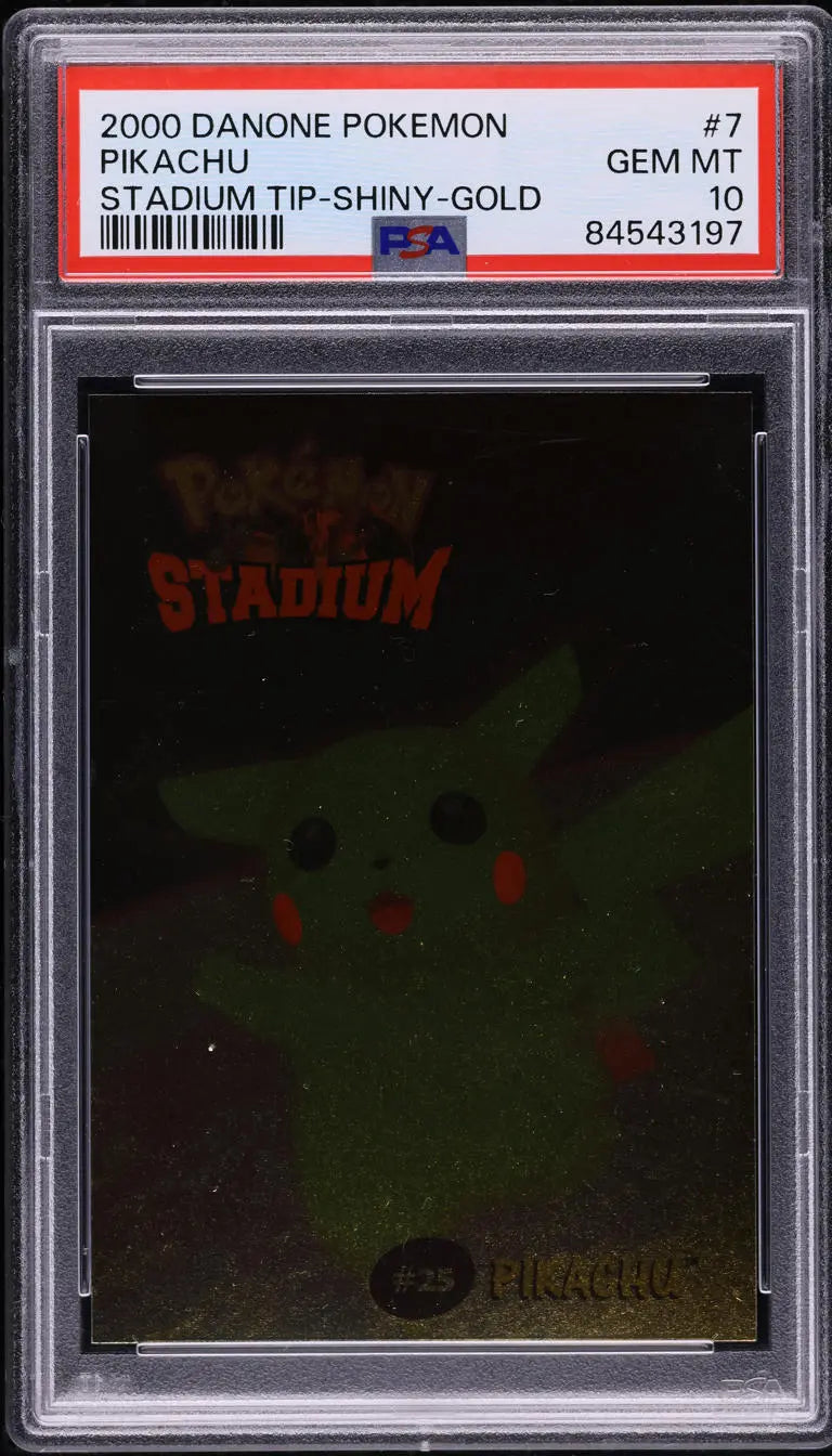 2000 DANONE POKEMON STADIUM TIP SHINY GOLD PIKACHU #7 PSA 10 GEM MINT