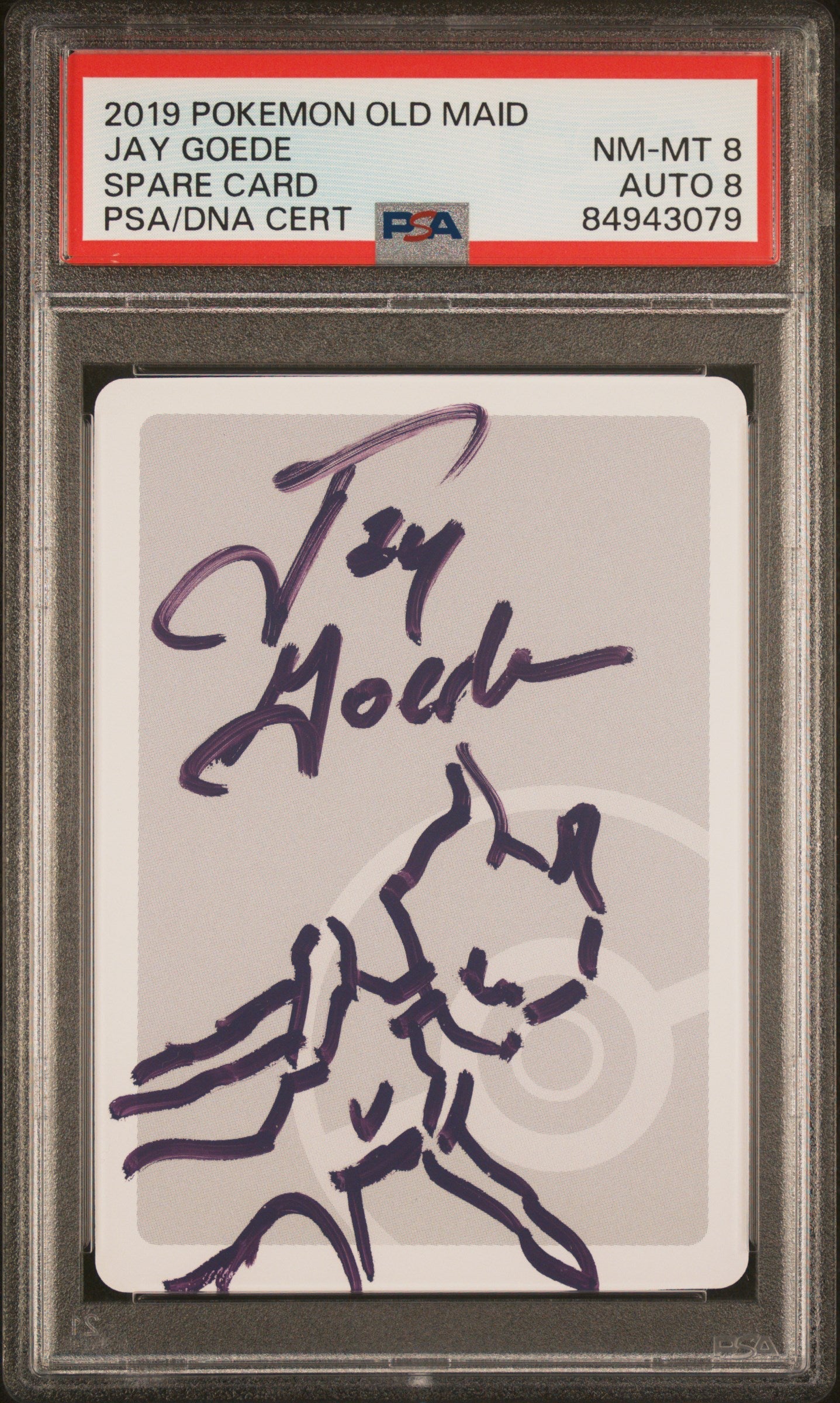 2019 POKEMON OLD MAID SPARE CARD MEWTWO SKETCH JAY GOEDE AUTO 8 PSA 8