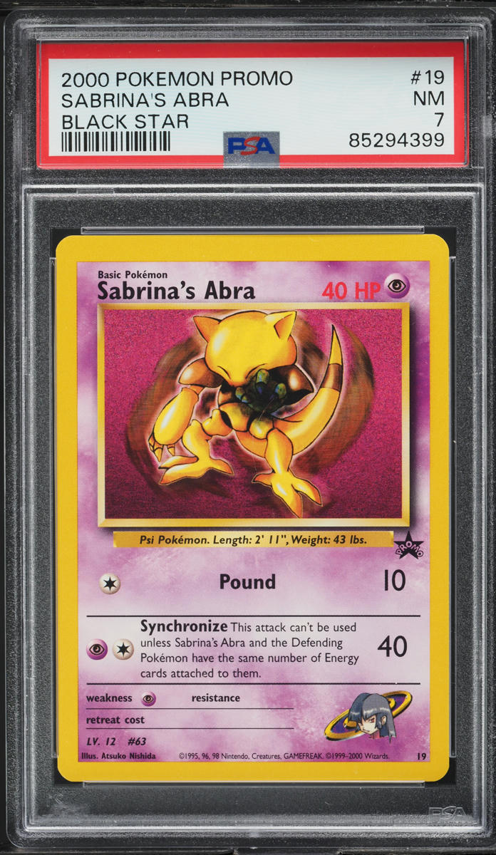 2000 POKEMON BLACK STAR PROMO SABRINA'S ABRA #19 PSA 7 NRMT