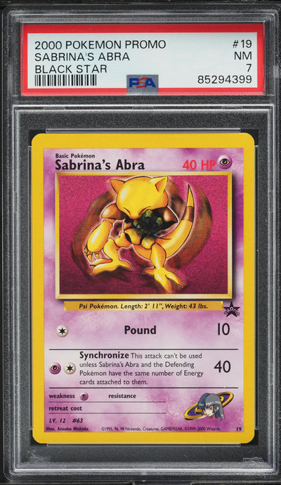 2000 POKEMON BLACK STAR PROMO SABRINA'S ABRA #19 PSA 7 NRMT