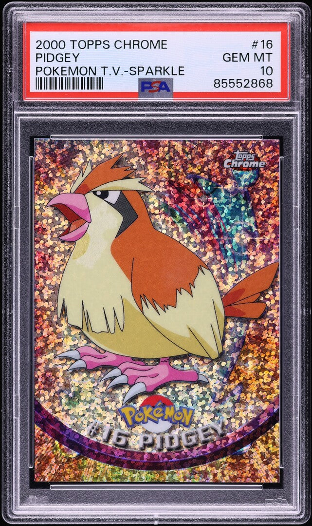 2000 TOPPS CHROME POKEMON SERIES 1 SPARKLE PIDGEY #16 PSA 10 GEM MINT