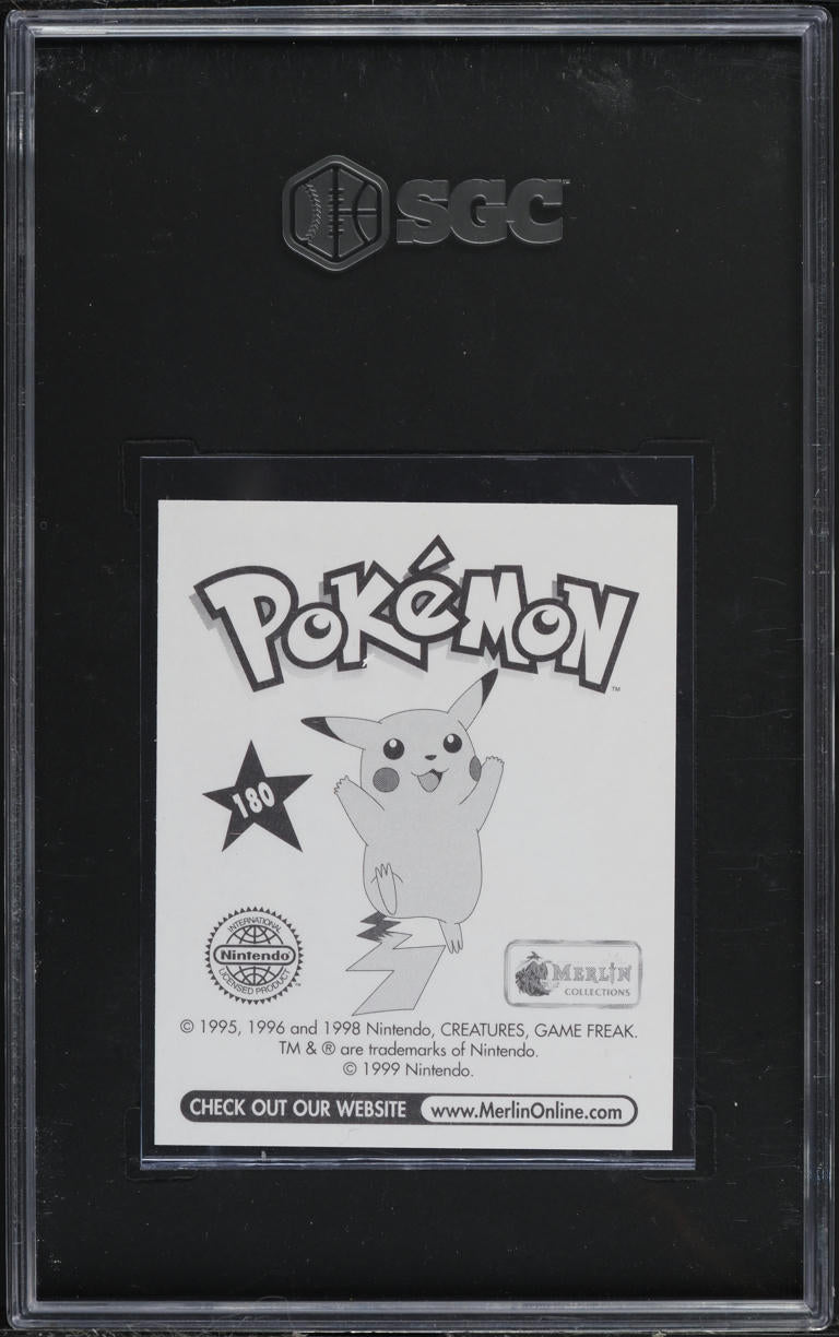 Charizard Merlin Sticker 1999 MERLIN POKEMON STICKERS CHARIZARD #180 SGC 10 GEM MINT – lowpopping