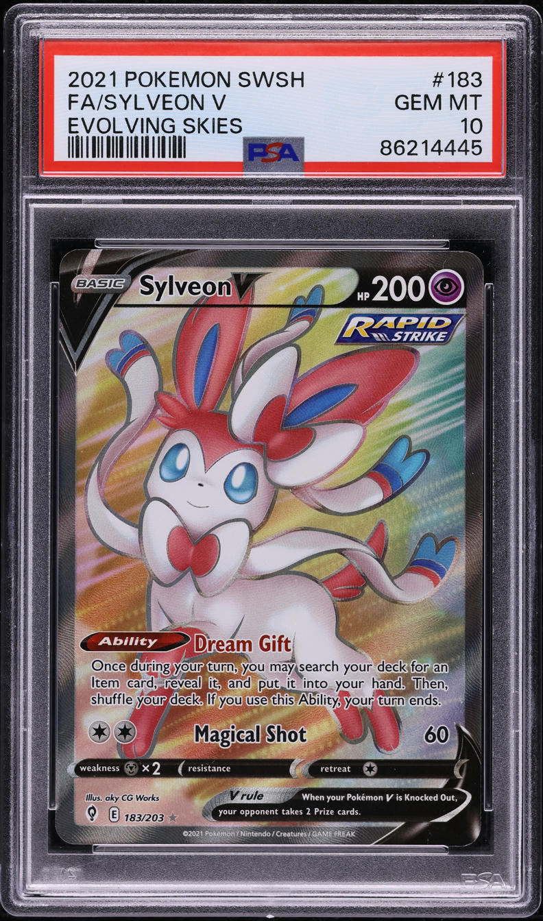 2021 POKEMON SWSH EVOLVING SKIES FULL ART SYLVEON V #183 PSA 10 GEM MINT