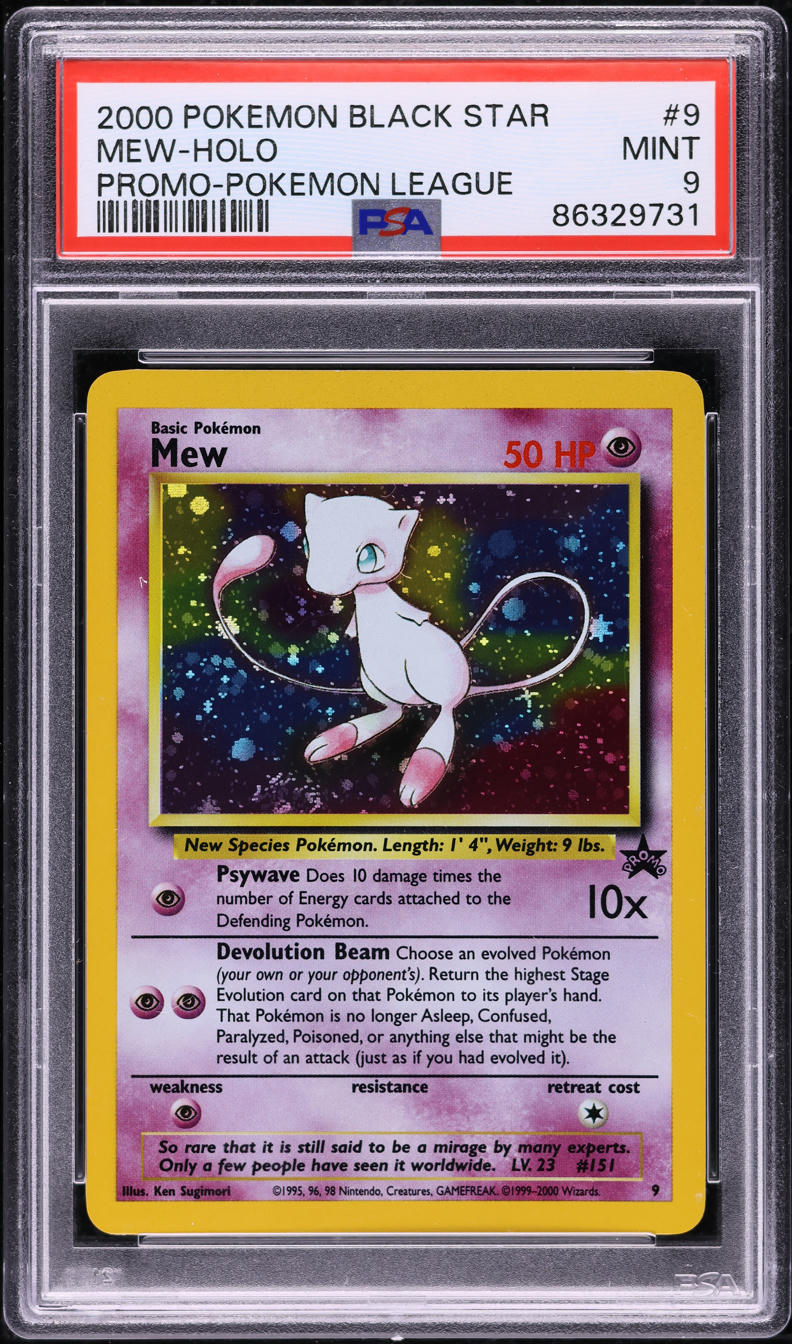 2000 POKEMON BLACK STAR PROMO LEAGUE HOLO MEW #9 PSA 9 MINT