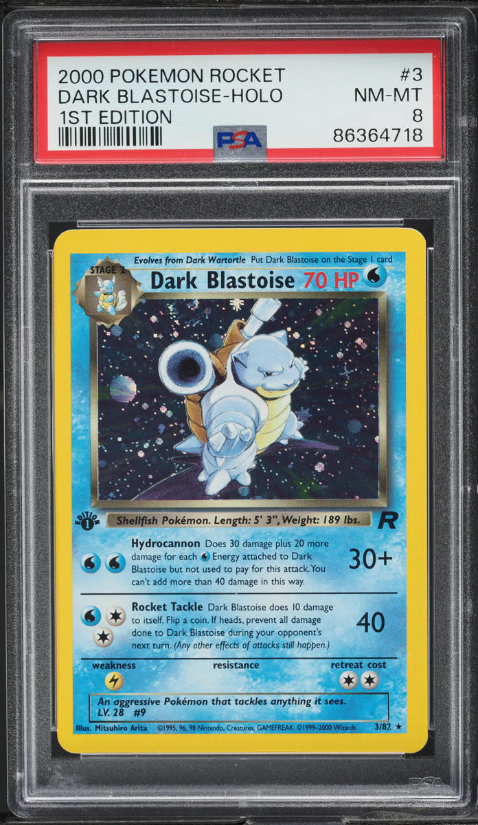 2000 POKEMON TEAM ROCKET 1ST EDITION HOLO DARK BLASTOISE #3 PSA 8 NM-MT
