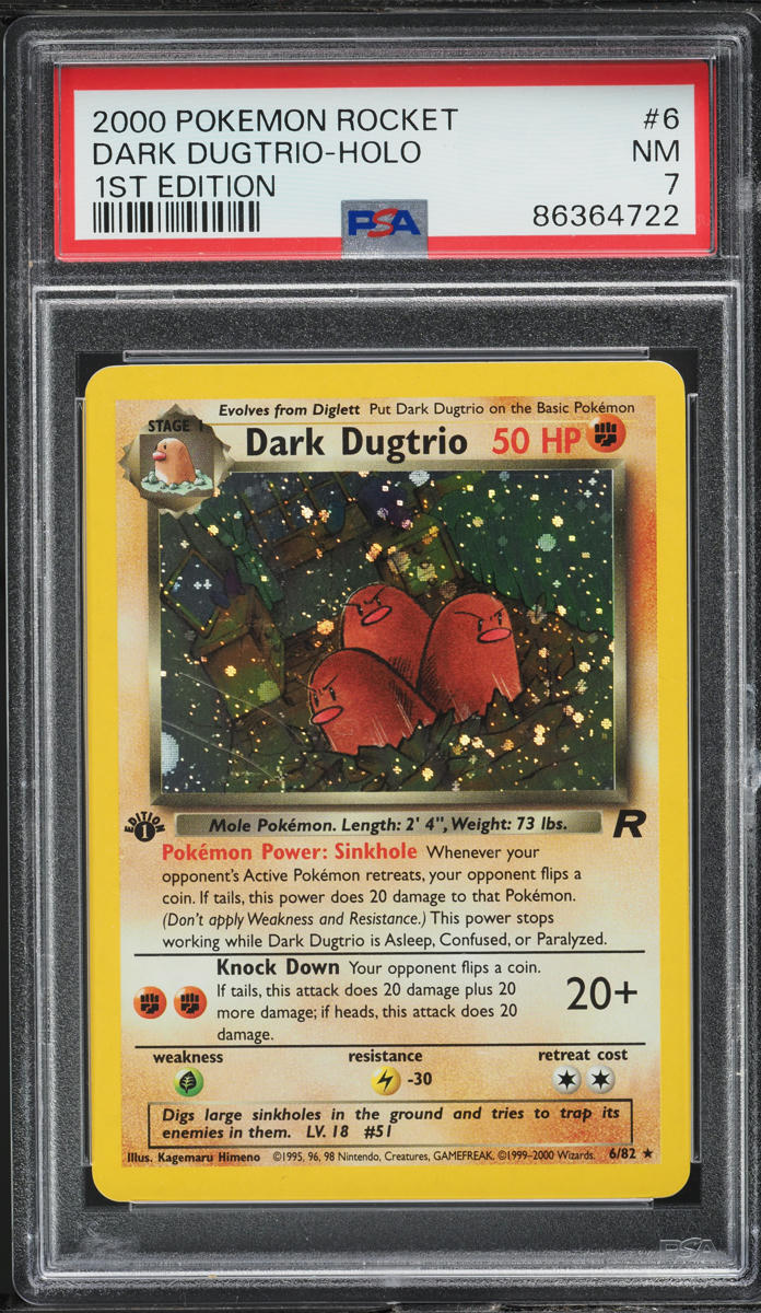2000 POKEMON TEAM ROCKET 1ST EDITION HOLO DARK DUGTRIO #6 PSA 7 NRMT