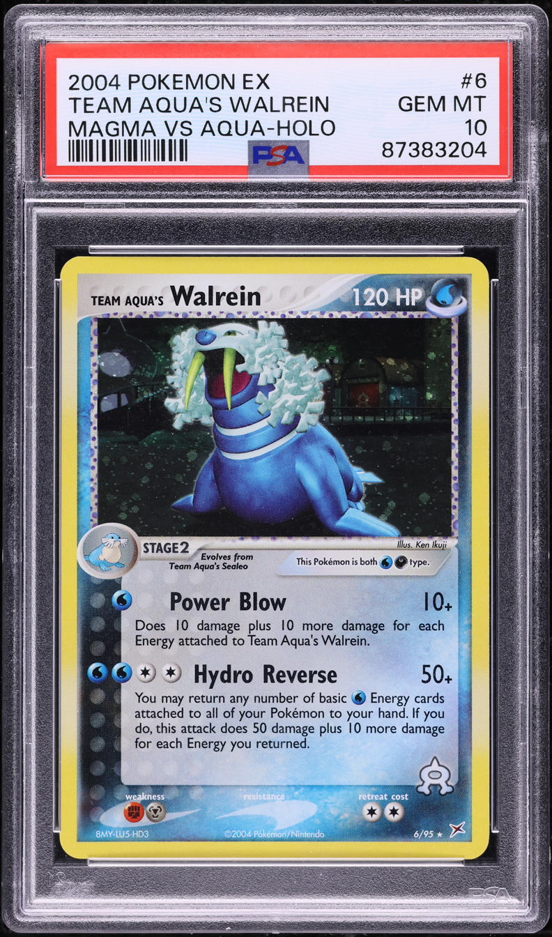 2004 POKEMON EX MAGMA VS. AQUA HOLO TEAM AQUA'S WALREIN #6 PSA 10
