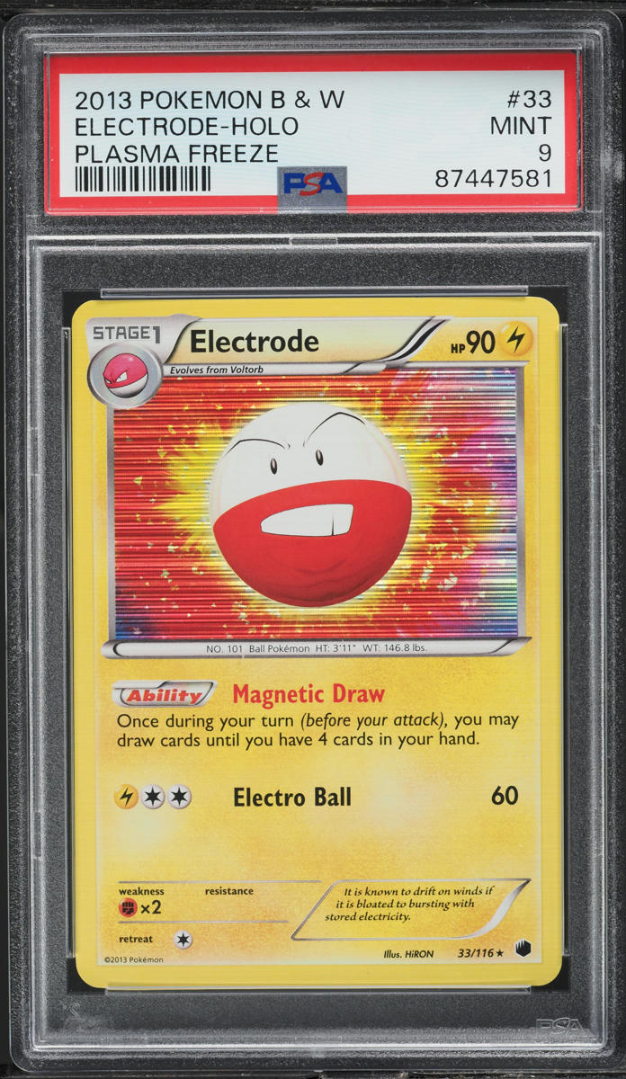 2013 POKEMON BLACK & WHITE PLASMA FREEZE HOLO ELECTRODE #33 PSA 9 MINT