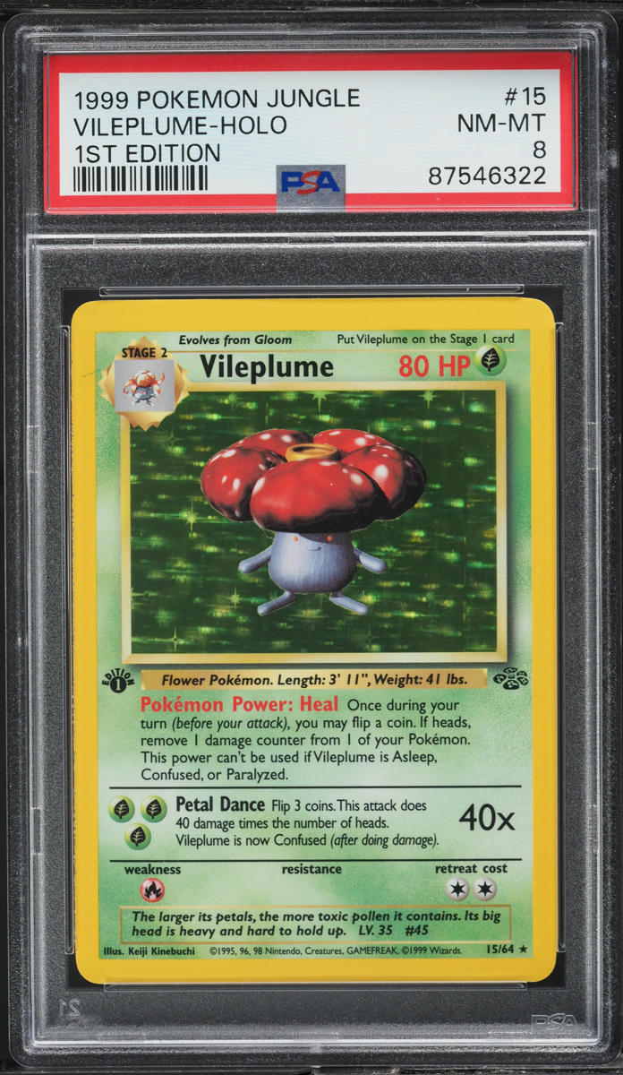 1999 POKEMON JUNGLE 1ST EDITION HOLO VILEPLUME #15 PSA 8 NM-MT