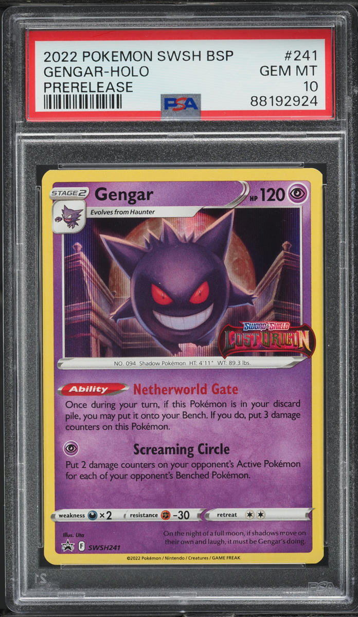 2022 POKEMON SWSH BLACK STAR PROMO PRERELEASE HOLO GENGAR #241 PSA 10 GEM MINT