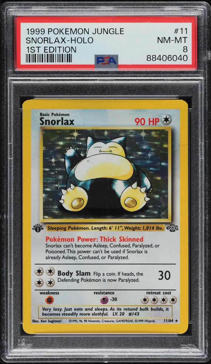 1999 POKEMON JUNGLE 1ST EDITION HOLO SNORLAX #11 PSA 8 NM-MT