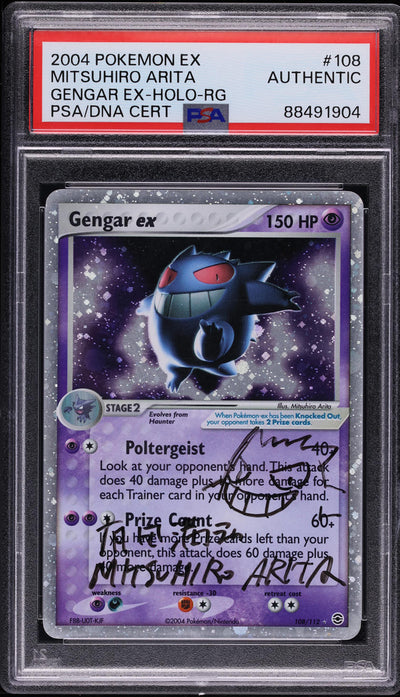 2004 POKEMON EX FIRE RED & LEAF GREEN HOLO GENGAR EX #108 ARITA AUTO PSA AUTHENTIC ALTERED