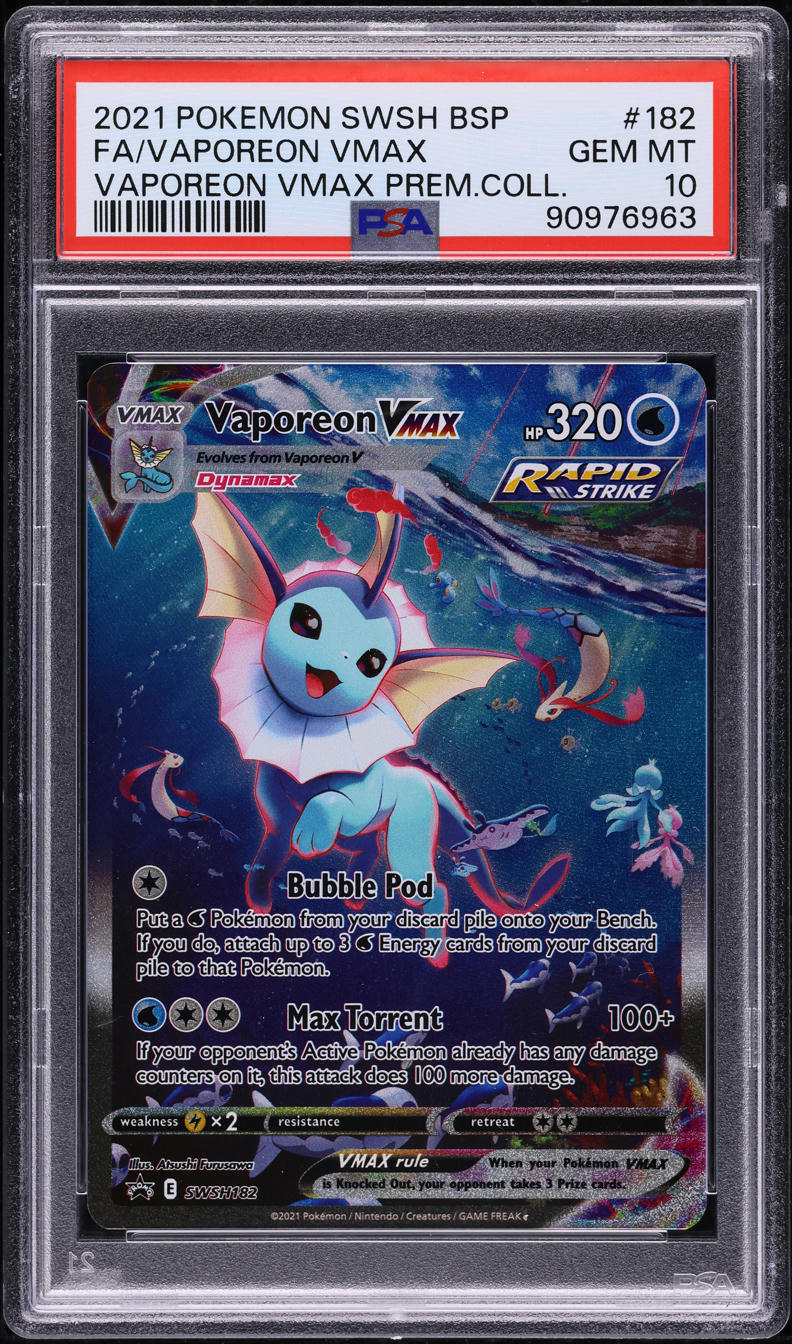 2021 POKEMON SWSH BLACK STAR PROMO ALT ART VAPOREON VMAX #182 PSA 10 GEM MINT