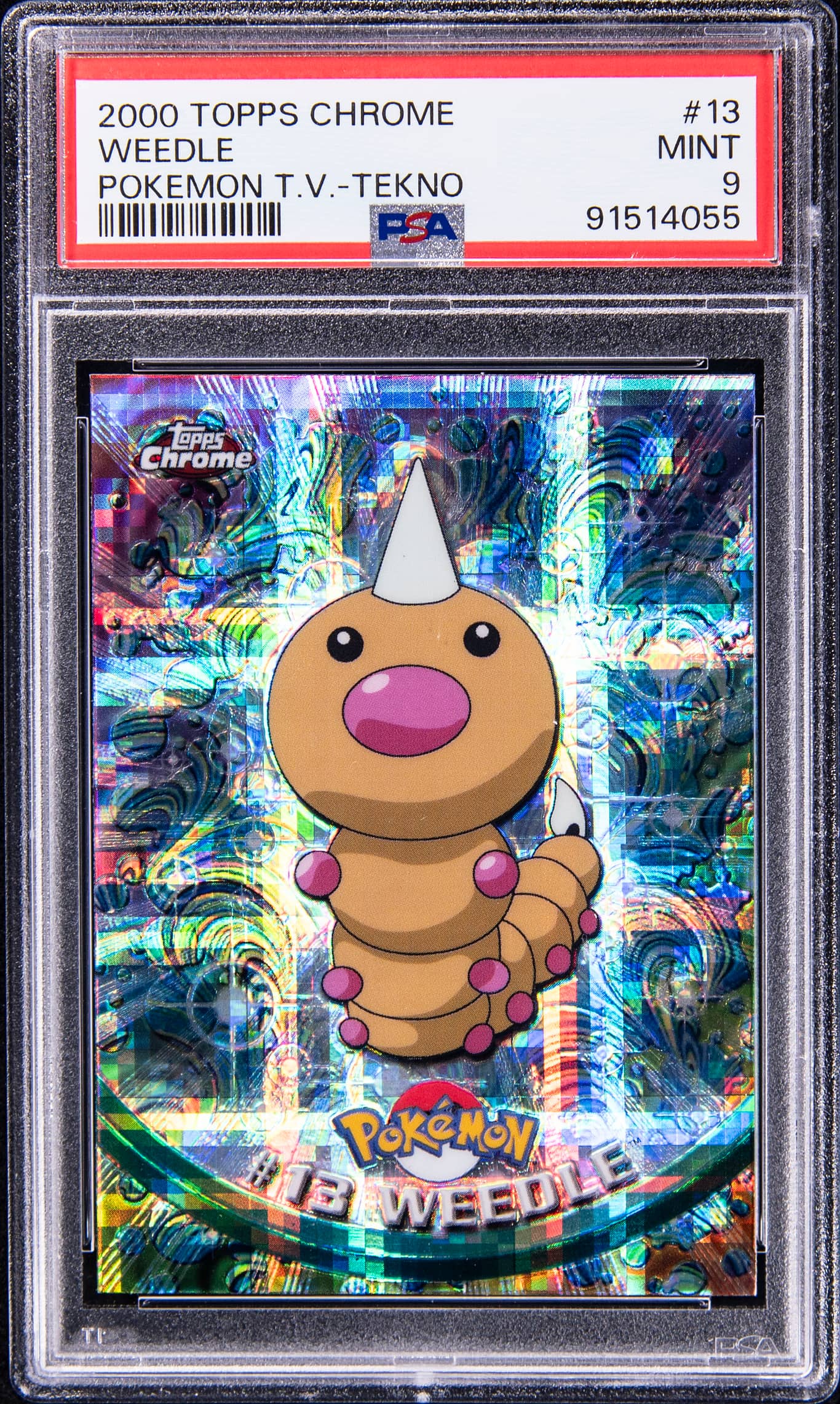 2000 POKEMON TOPPS CHROME TEKNO WEEDLE #13 PSA 9