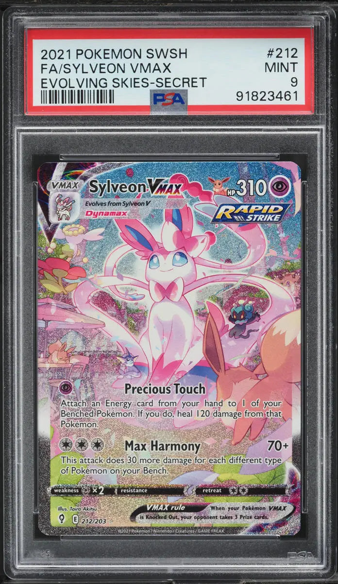 2021 POKEMON SWSH EVOLVING SKIES ALT ART SYLVEON VMAX #212 PSA 9 MINT