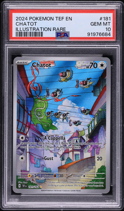 2024 POKEMON SV TEMPORAL FORCES ILLUSTRATION RARE CHATOT #181 PSA 10 GEM MINT