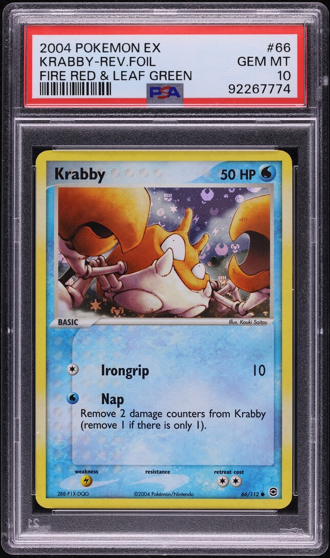 2004 POKEMON EX FIRE RED LEAF GREEN REVERSE HOLO KRABBY #66 PSA 10 GEM MINT