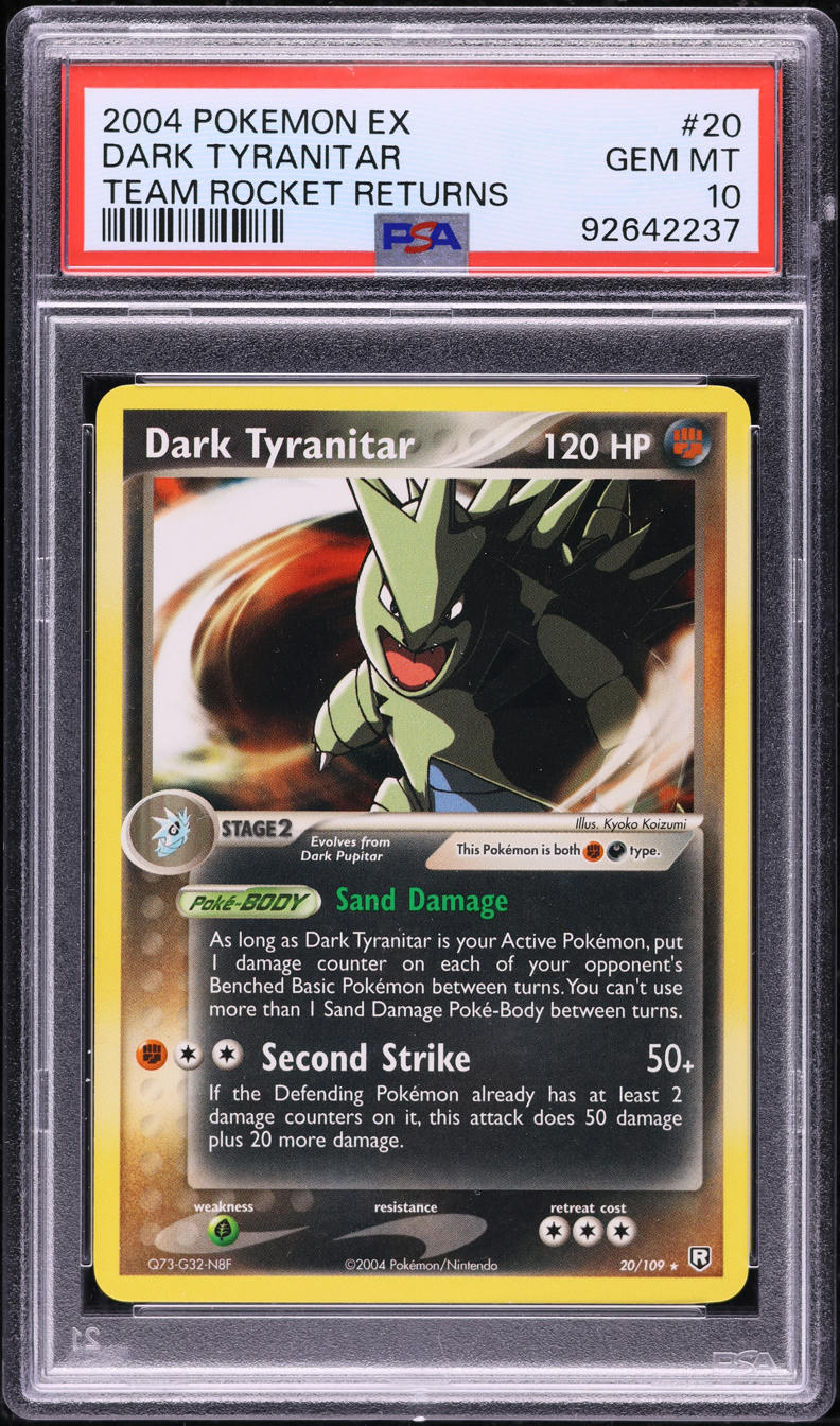 2004 POKEMON EX TEAM ROCKET RETURNS DARK TYRANITAR #20 PSA 10 GEM MINT