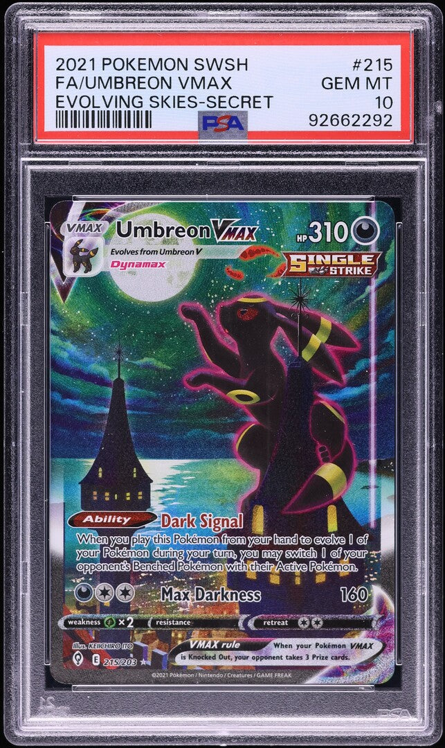 2021 POKEMON SWSH EVOLVING SKIES ALT ART UMBREON VMAX #215 PSA 10 GEM MINT