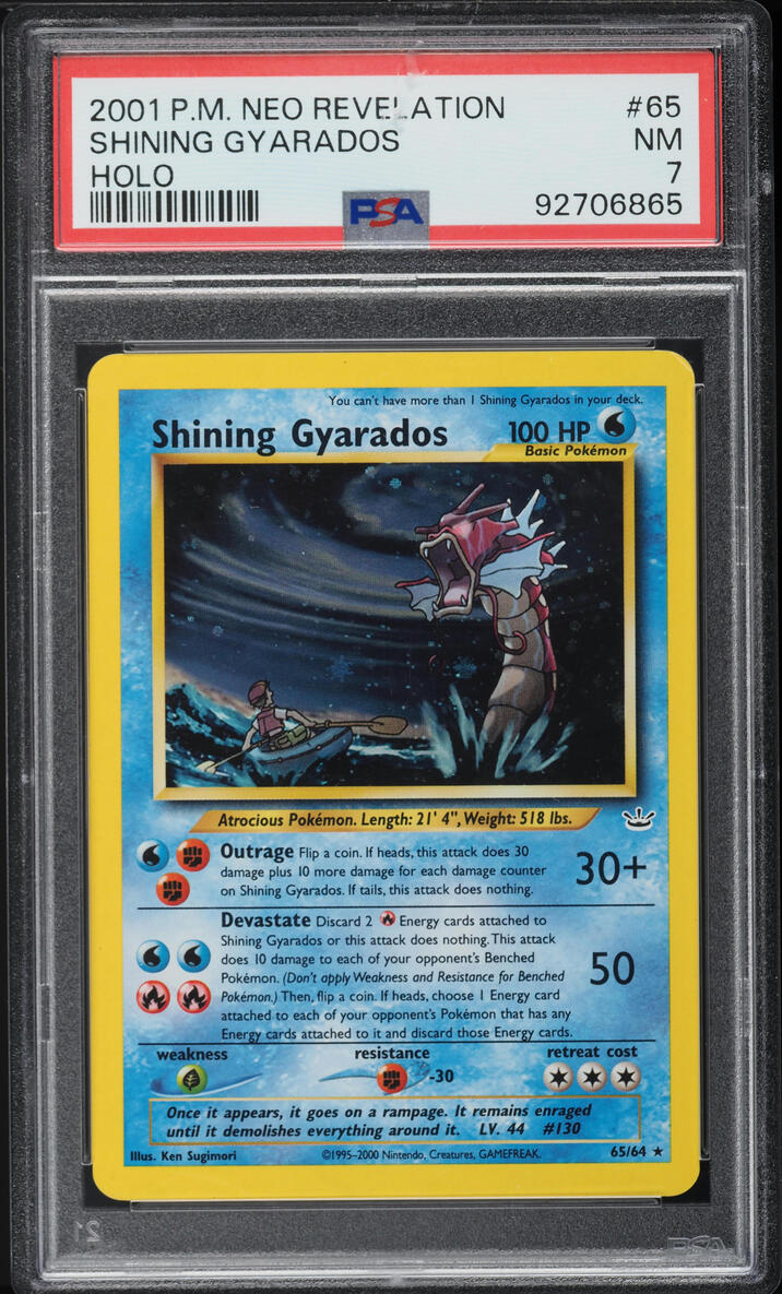 2001 POKEMON NEO REVELATION HOLO SHINING GYARADOS #65 PSA 7 NRMT