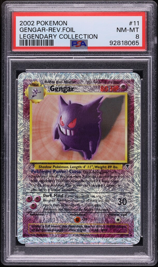 2002 POKEMON LEGENDARY COLLECTION REVERSE HOLO GENGAR #11 PSA 8 NM-MT