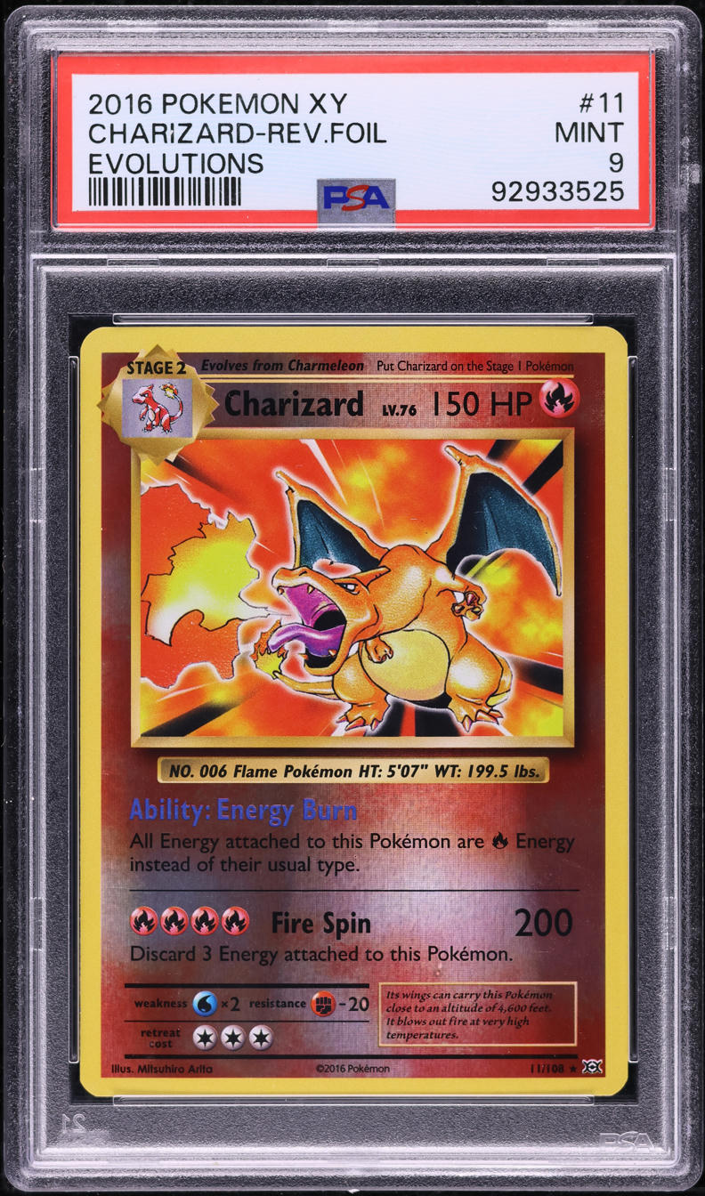 2016 POKEMON XY EVOLUTIONS REVERSE HOLO CHARIZARD #11 PSA 9 MINT