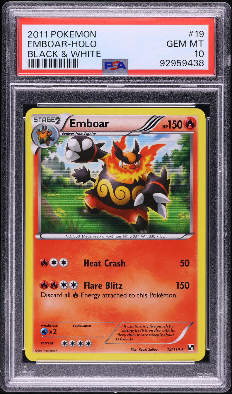 2011 POKEMON BLACK & WHITE HOLO EMBOAR #19 PSA 10 *POP 9*
