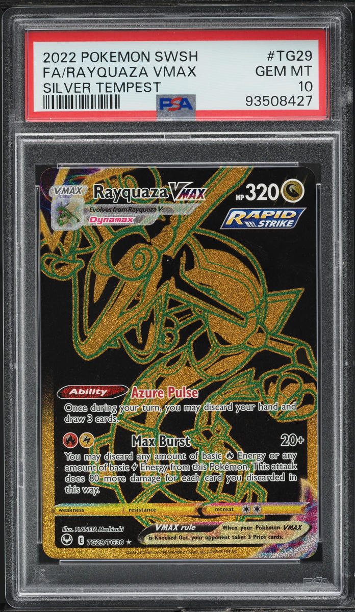 2022 POKEMON SWORD & SHIELD SILVER TEMPEST RAYQUAZA VMAX #TG29 PSA 10 GEM MINT