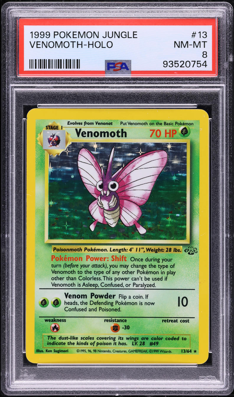 1999 POKEMON JUNGLE HOLO VENOMOTH #13 PSA 8 NM-MT