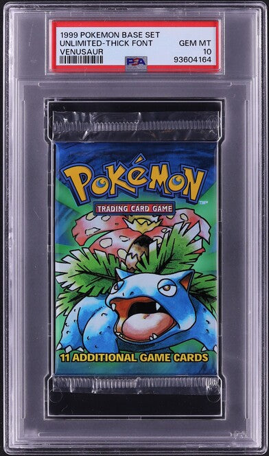 1999 POKEMON BASE SET THICK FONT VENUSAUR BOOSTER PACK PSA 10