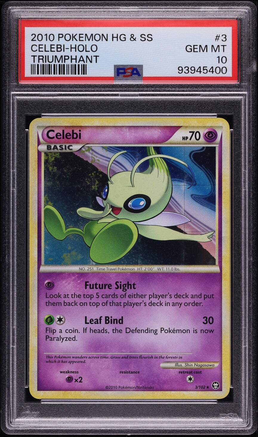 2010 POKEMON HEARTGOLD & SOULSILVER TRIUMPHANT HOLO CELEBI #3 PSA 10 GEM MINT