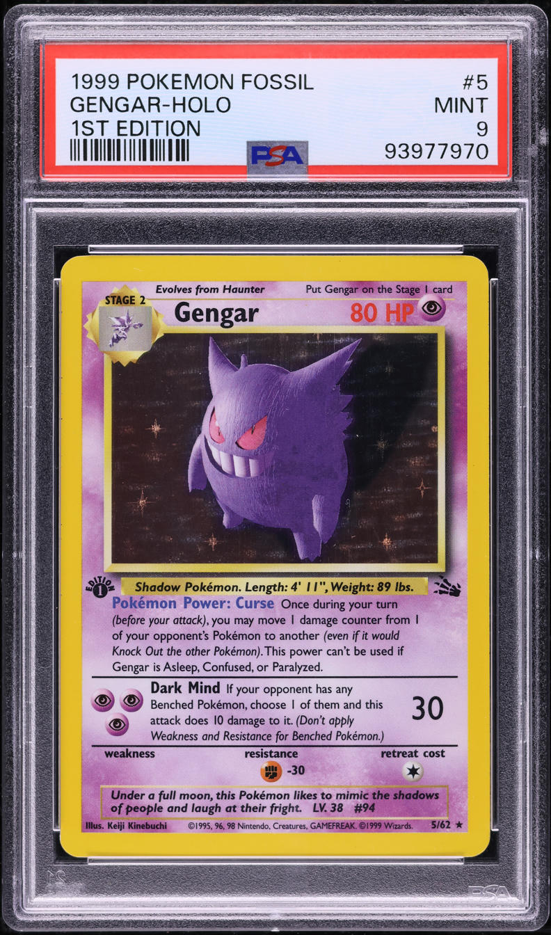 1999 POKEMON FOSSIL 1ST EDITION HOLO GENGAR #5 PSA 9 MINT