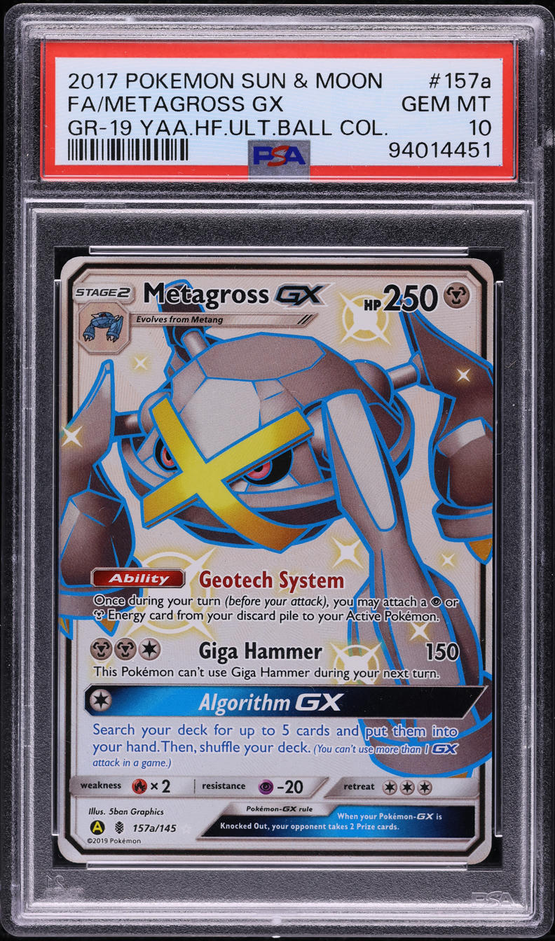 2017 POKEMON SM GUARDIANS RISING ALT ART SHINY METAGROSS GX #157A PSA 10 GEM MINT