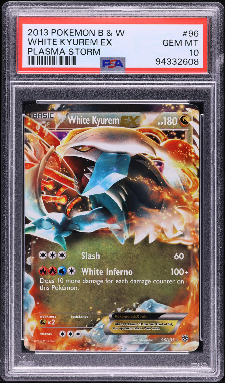 2013 POKEMON BLACK & WHITE PLASMA STORM WHITE KYUREM EX #96 PSA 10 GEM MINT