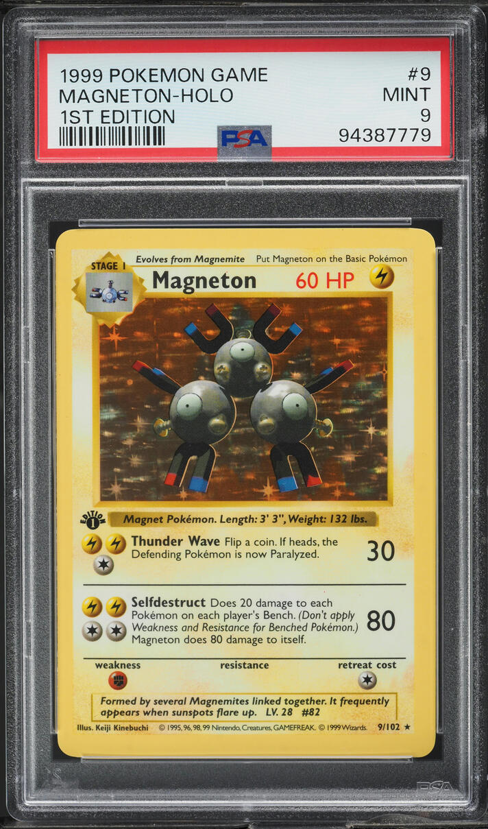 1999 POKEMON BASE SET SHADOWLESS 1ST EDITION HOLO MAGNETON #9 PSA 9