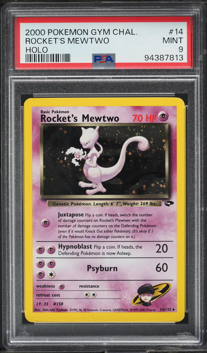 2000 POKEMON GYM CHALLENGE HOLO ROCKET'S MEWTWO #14 PSA 9 MINT