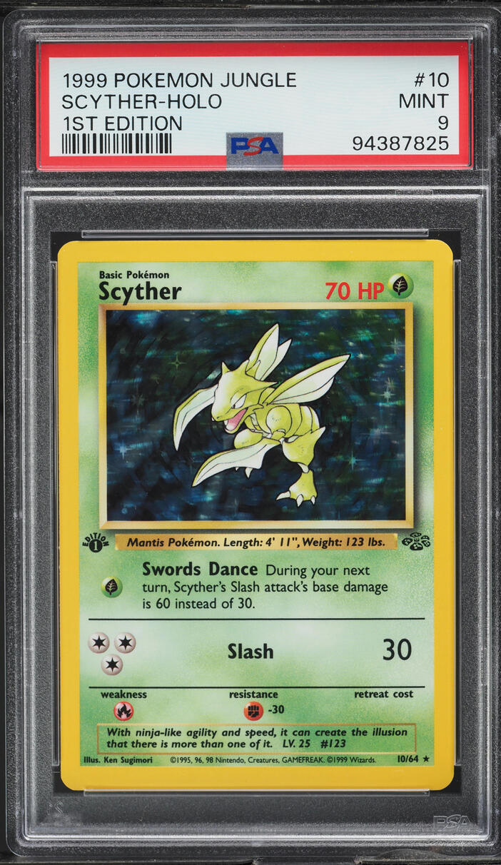 1999 POKEMON JUNGLE 1ST EDITION HOLO SCYTHER #10 PSA 9 MINT